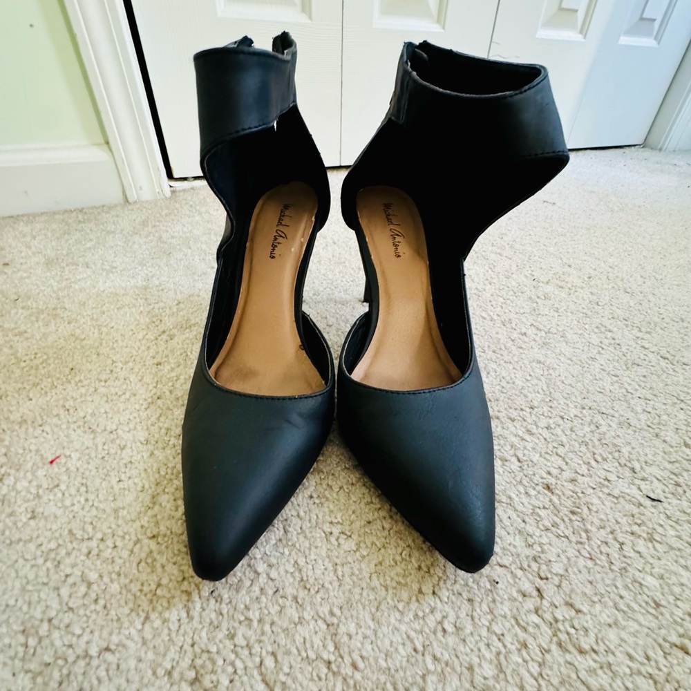 Black Stiletto Heels with Ankle Strap